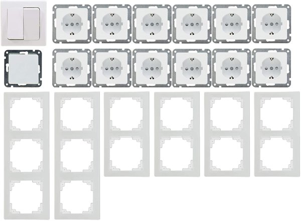 Delphi Steckdosen Schalter Serie Starter 21-teilig I 230V Unterputz Einbau I Weiß