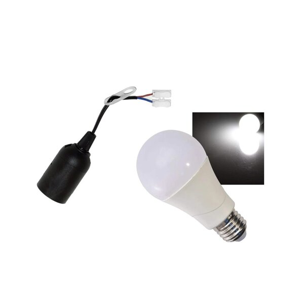 E27 LED-Set mit Baufassung – 8,6W, 802lm, 3000K | Für Renovierung & Baustelle
