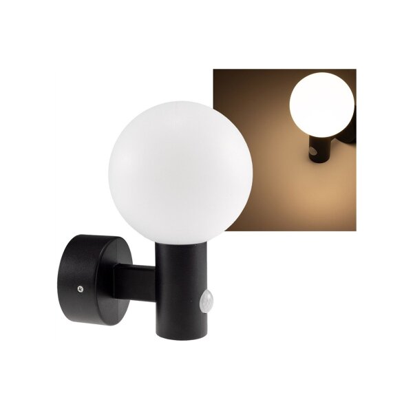 LED Wandleuchte "LAMU" mit PIR-Sensor IP65, 15W, schwarz, 3000k / warmweiß