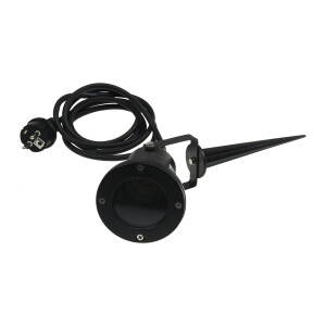 Gartenleuchte "CT-GS10", schwarz 230V, 1,5m Kabel+Erdspieß, GU10 Fassung
