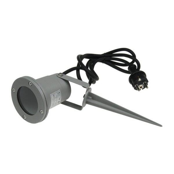 Gartenleuchte "CT-GS10", silbergrau 230V, 1,5m Kabel+Erdspieß, GU10 Fassung