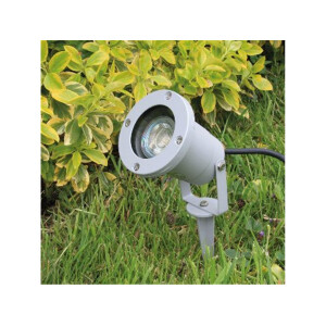 Gartenleuchte "CT-GS10", silbergrau 230V, 1,5m Kabel+Erdspieß, GU10 Fassung