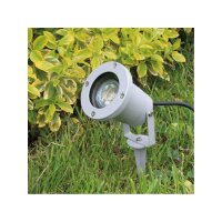 Gartenleuchte "CT-GS10", silbergrau 230V, 1,5m Kabel+Erdspieß, GU10 Fassung
