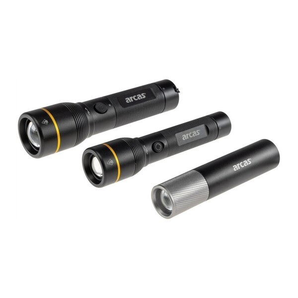 LED-Taschenlampe ARCAS mit Akku 10W 1000lm, Zoom, Powerbankfunktion