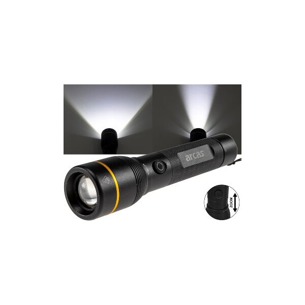 LED-Taschenlampe ARCAS mit Akku 10W 1000lm, Zoom, Powerbankfunktion