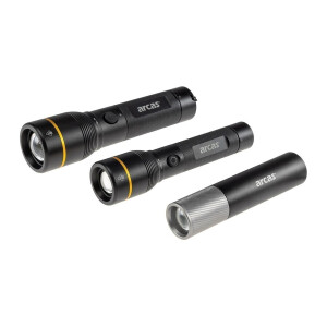 LED-Taschenlampe ARCAS mit Akku 3W 300lm, Zoom