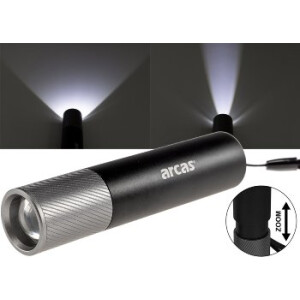 LED-Taschenlampe ARCAS mit Akku 3W 300lm, Zoom