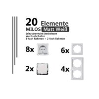 MILOS Installations-Set – 8 Steckdosen + 2 Schalter weiß matt