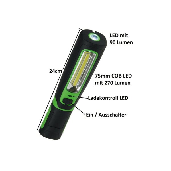 LED Stableuchte FlexiLED 300 mit Akku, 270lm, IP44, Magnet & Haken