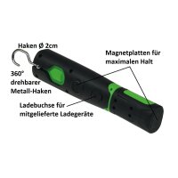 LED Stableuchte FlexiLED 300 mit Akku, 270lm, IP44, Magnet & Haken