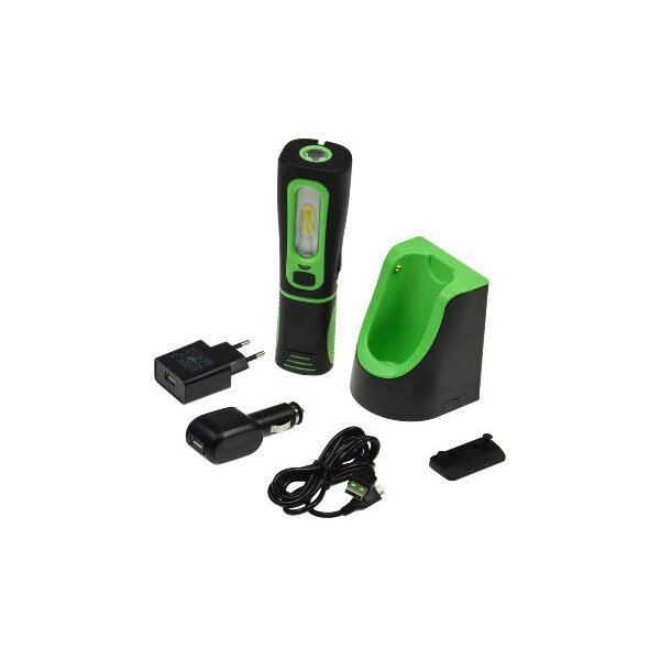 LED Stableuchte mit Akku "FlexiLED 300+" Ladeschale, Magnethalter, 3W, 250lm,IP44