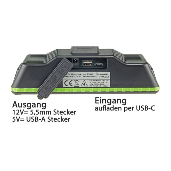 LED Baustrahler mit Akku "BSA-60 duo" 2x30W, 5600lm, 4500K / neutralweiß