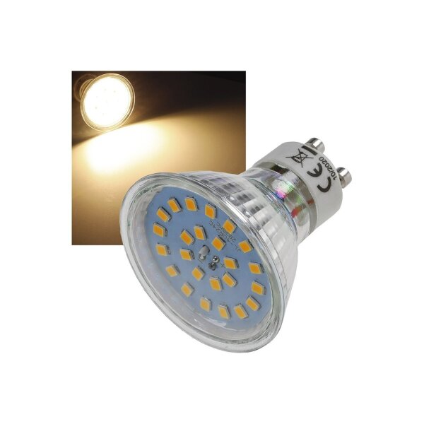 LED Strahler GU10 "H55 SMD" 120°, 3000k, 444lm, 230V/4W, warmweiß
