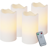 LED Stumpenkerzen 4er Set "Advent" weiß