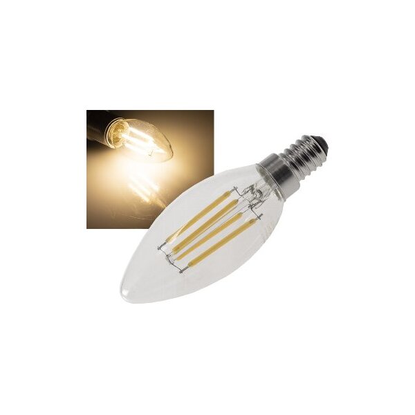 LED Kerzenlampe E14 "Filament K4" 3000k, 400lm, 230V/4W, warmweiß