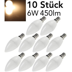 LED Kerzenlampe E14 "K50 Promo" 10er-Set 3000k, 450lm, 230V/6W, 160°, warmweiß