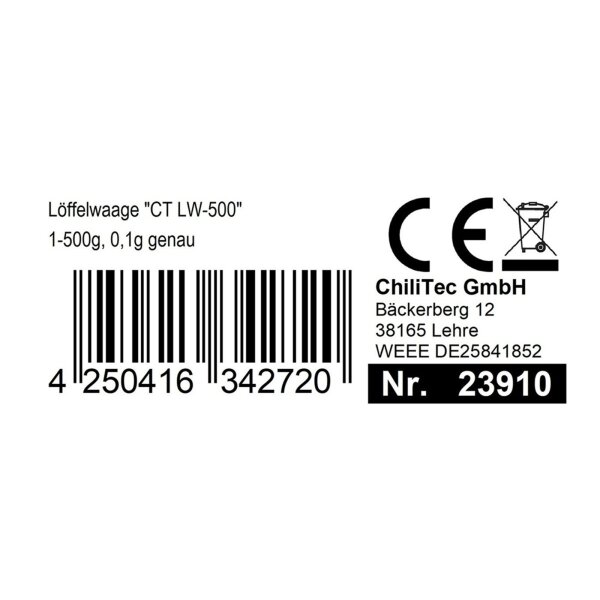 Löffelwaage "CT LW-500" 1-500g, 0,1g genau