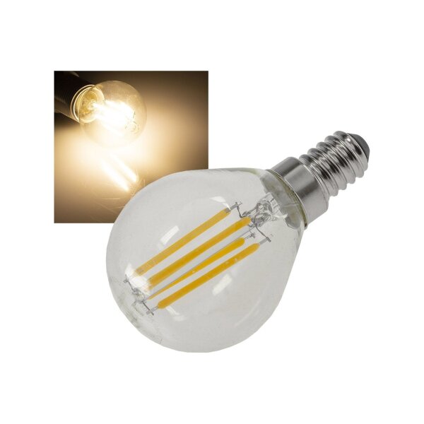 LED Tropfenlampe E14 "Filament T4" 3000k, 500lm, 230V/4W, warmweiß