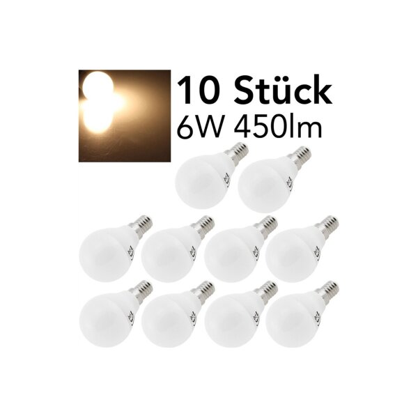 LED Tropfenlampe E14 "T50 Promo" 10er-Pk 3000k, 440lm, 230V/6W, 160°, warmweiß