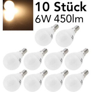 LED Tropfenlampe E14 "T50 Promo" 10er-Pk 3000k, 440lm, 230V/6W, 160°, warmweiß