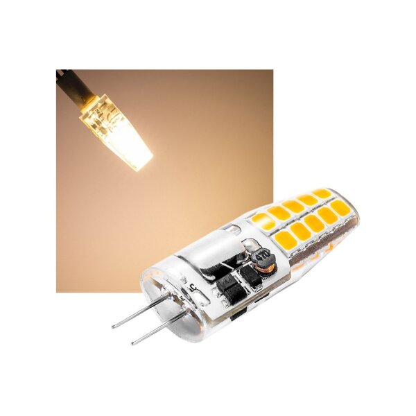 LED Stiftsockellampe G4 "Silikon W2" 3000k, 200lm, 300°, 12V/2W, warmweiß