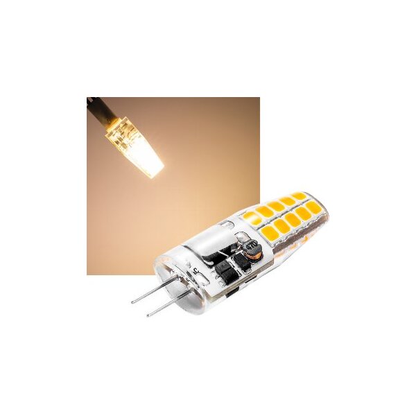 LED Stiftsockellampe G4 "Silikon W2" 3000k, 200lm, 300°, 12V/2W, warmweiß