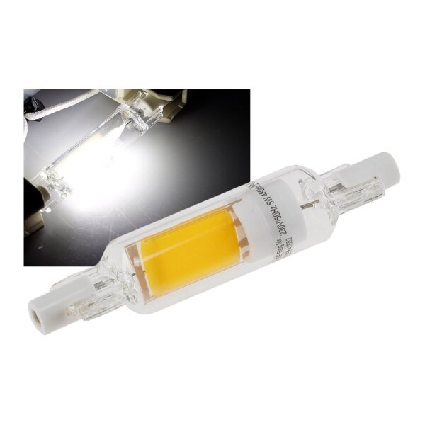 LED Strahler R7s "Glas RS78" 360°, 510lm, 78mm, 4000k / neutralweiß