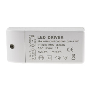 LED-Trafo "CT-12E-V2", 0,5-12W eckig Ein 220-240V, Aus 12V= Konstantspannung
