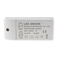 LED-Trafo "CT-12E-V2", 0,5-12W eckig Ein 220-240V, Aus 12V= Konstantspannung