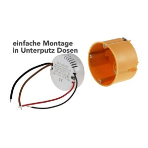 LED-Trafo "CT-12E-V2R", 0,5-12W rund Ein 220-240V, Aus 12V= Konstantspannung