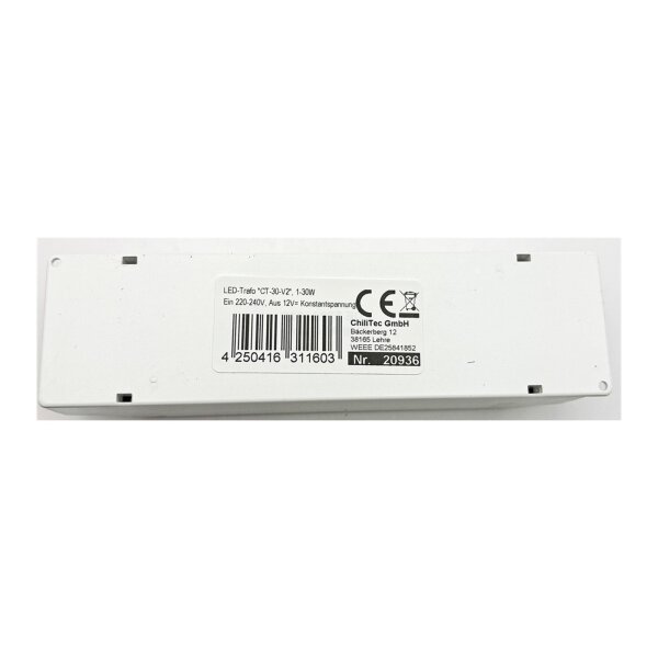 LED-Trafo "CT-30-V2", 1-30W Ein 220-240V, Aus 12V= Konstantspannung