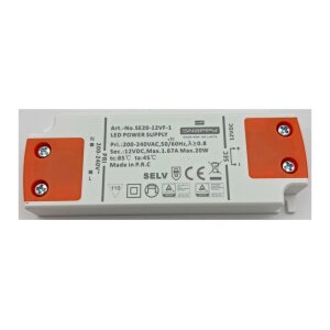 LED-Trafo "CT-SL20" SlimLine 0,5-20W Ein 180-264V, Aus 12V= Konstantspannung