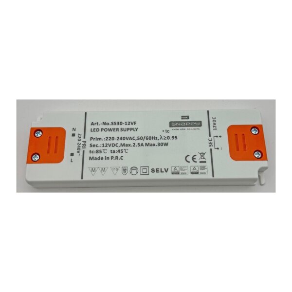 LED-Trafo "CT-SL30" SlimLine 0,5-30W Ein 198-264V, Aus 12V= Konstantspannung