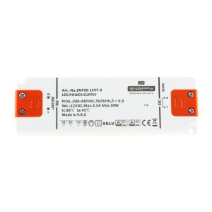 LED-Trafo "CT-SL30" SlimLine 0,5-30W Ein 198-264V, Aus 12V= Konstantspannung