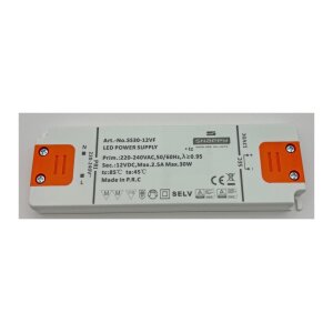 LED-Trafo "CT-SL30" SlimLine 0,5-30W Ein 198-264V, Aus 12V= Konstantspannung