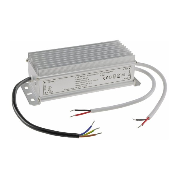 LED-Trafo IP67 wasserdicht, 1-60W Ein 220-240V, Aus 12V= Konstantspannung