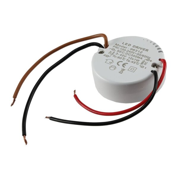 LED-Trafo KS-12R 12W, 3-45V= rund Ein 220-240V, Aus 350mA Konstantstrom