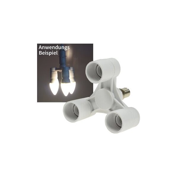 E14-Fassung "Triple", 3-fach Adapter auf 3x E14-Schraubfassungen