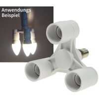 E14-Fassung "Triple", 3-fach Adapter auf 3x E14-Schraubfassungen