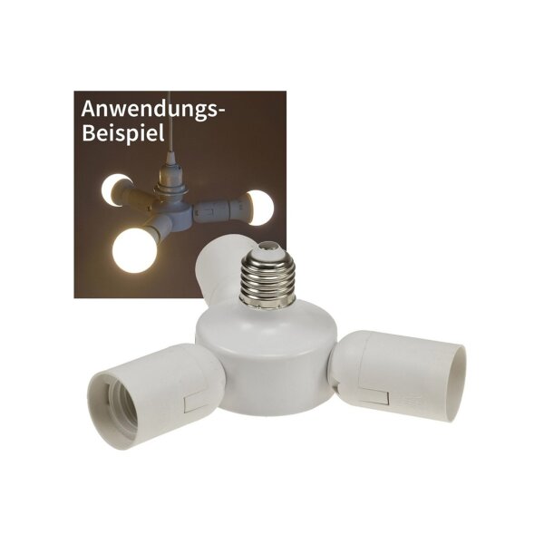 E27-Fassung "Triple", 3-fach Adapter auf 3x E27-Schraubfassungen