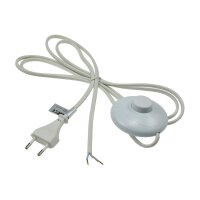 Netzkabel mit Fußschalter blanke Enden, 2m lang, weiß