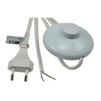 Netzkabel mit Fußschalter blanke Enden, 2m lang, weiß