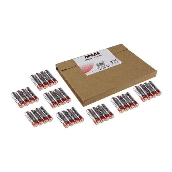 Mignon-Batterien ARCAS Alkaline Typ AA/LR3, 1,5V, 36er Flat-Pack