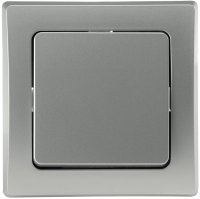 DELPHI Wechsel-Schalter Lichtschalter Unterputz 250V~ mit 1-fach Rahmen Geeignet für Mehrfachrahmen Einsatz 55x55mm Silber Grau