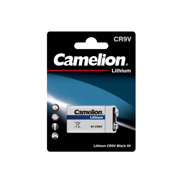 9V-Block-Batterie CAMELION Lithium 1200mAh, ideal für Rauchwarnmelder