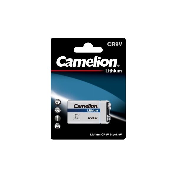 9V-Block-Batterie CAMELION Lithium 1200mAh, ideal für Rauchwarnmelder