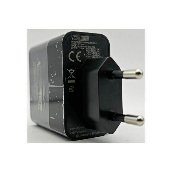 Stecker-Netzteil mit USB-C "CTN-PD65" In 100-240V~, Out 5,0V/9,0V/12,0V=, 65W