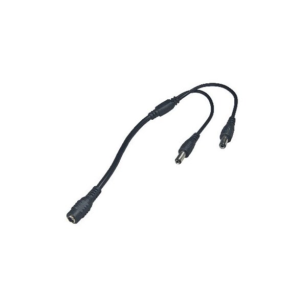 Anschluss-Verteiler für LED-Stripes 5,5/2,1mm 1xKupp>2xStecker, max. 2A