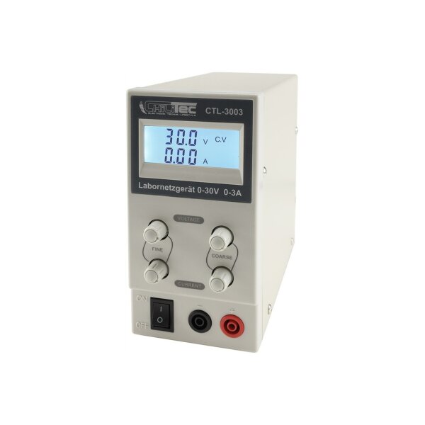 Regelbares Labornetzgerät "CTL-3003" beleuchtete LCD Anzeige, 0-30V, 0-3A