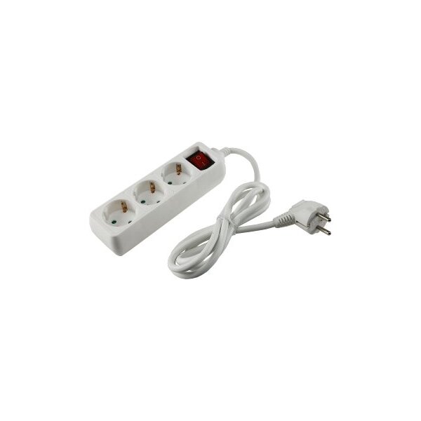 Schutzkontakt-Steckdosenleiste 3-fach 3600W, 1,4mKabel, mit Schalter, weiß